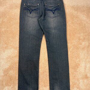 Y2K Indigo-30 Brand Embroidered Baggy Dark Wash Men's Jeans Size 36 x 34 Grunge